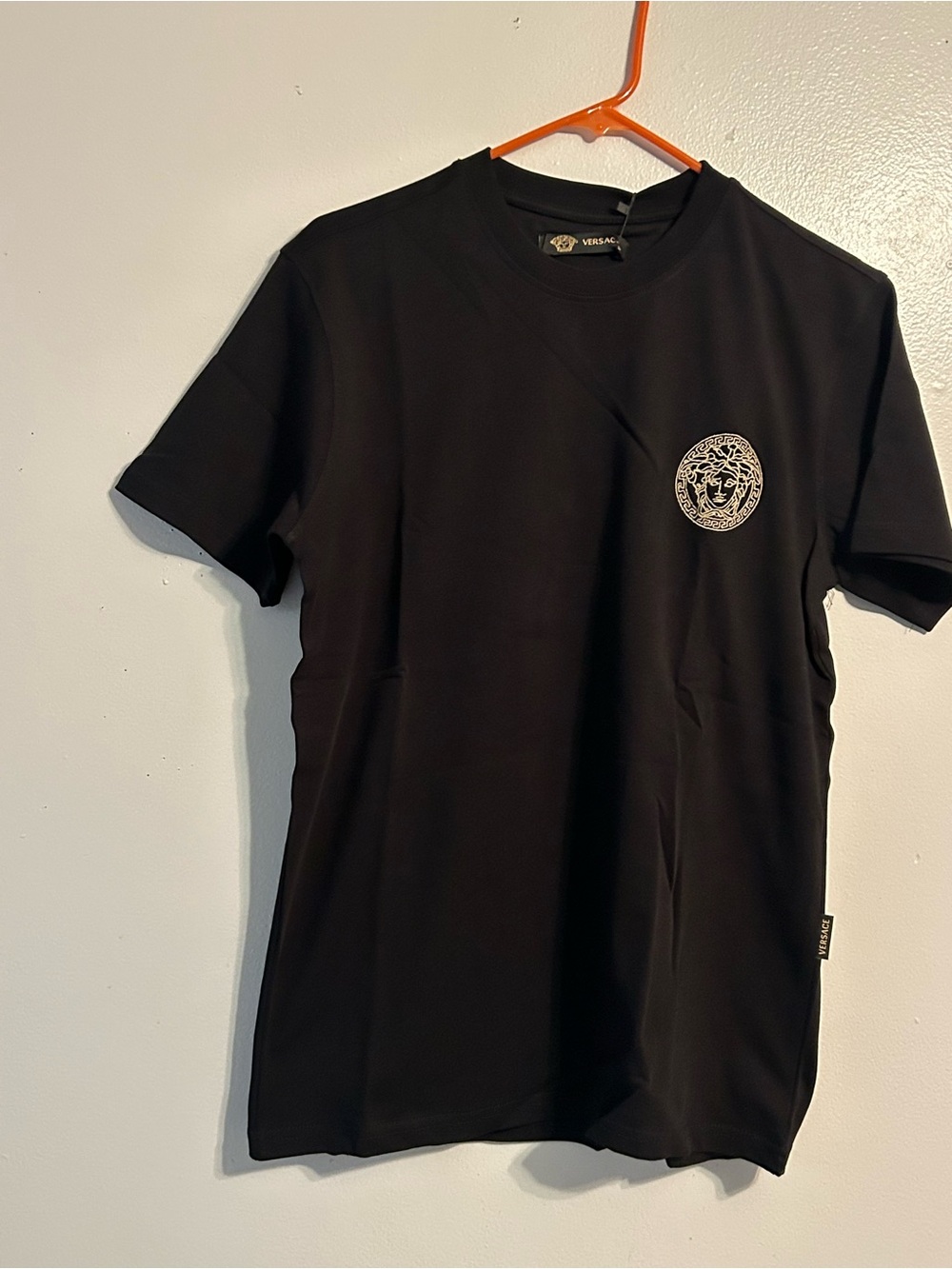 Versace Black Short Sleeve T-Shirt with Medusa Chest Emblem